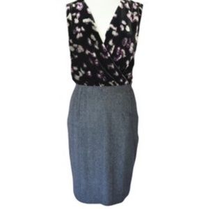 ♥️Rachel Roy Signature| Charcoal Velvet Herringbone Tweed Dress - sz 6